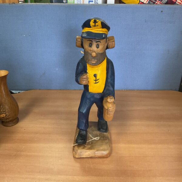 Wooden Captain Haddock sculpture, a collectible Tintin figure.