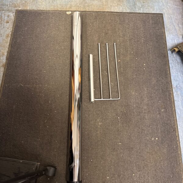 Chrome kitchen rail leg and breakfast bar stool support.
