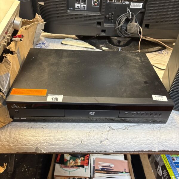 Black Cinea SV300 DVD player with rear connection ports visible.