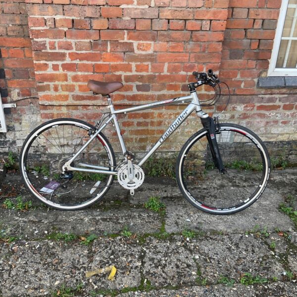 Silver Claud Butler Urban 300 hybrid bicycle for sale.