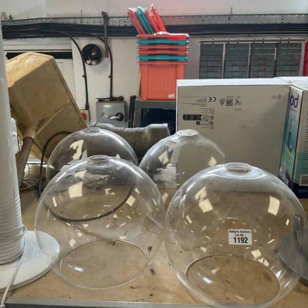 Clear plastic light spheres, vintage lamp shades for restoration.