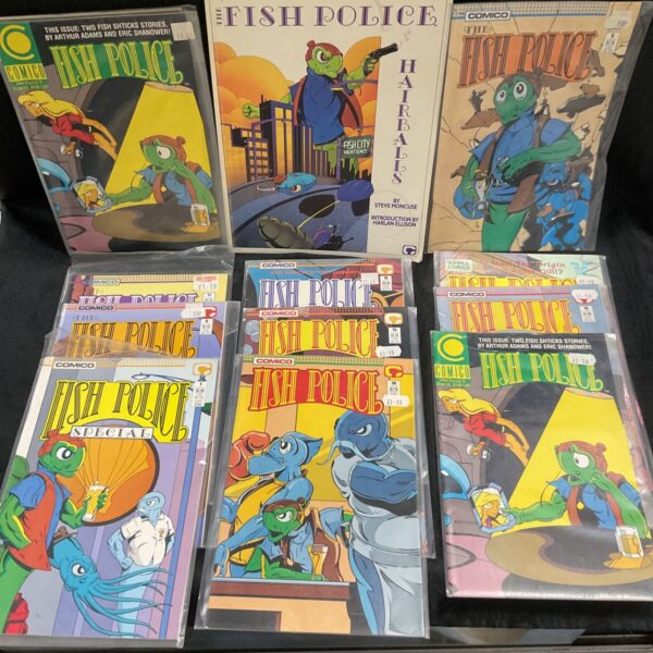 Lot of fifteen Comico Fish Police comics featuring colourful cover art.