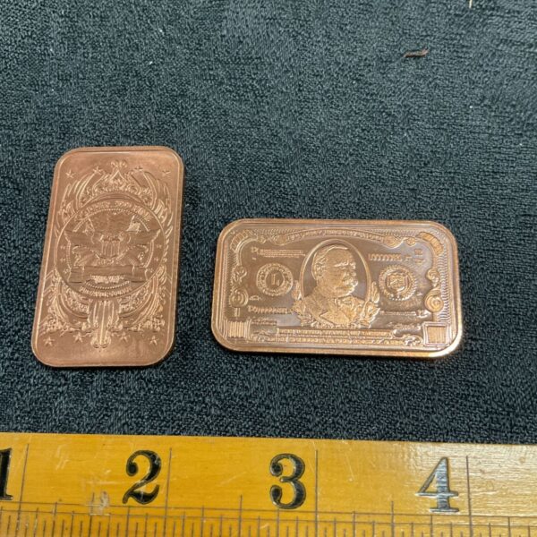 Detailed copper ingot with embossed design, .999 fine copper.