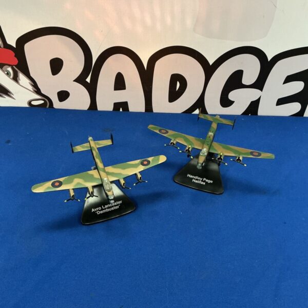 Detailed scale models of the Avro Lancaster Dambuster and Handley Page Halifax.