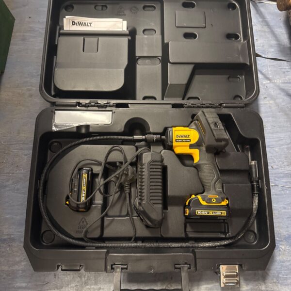 Dewalt XR inspection camera set in open carrying case.