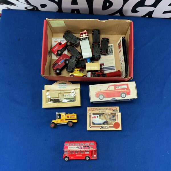 Assorted diecast vehicles including Lledo, Matchbox, and Corgi models.