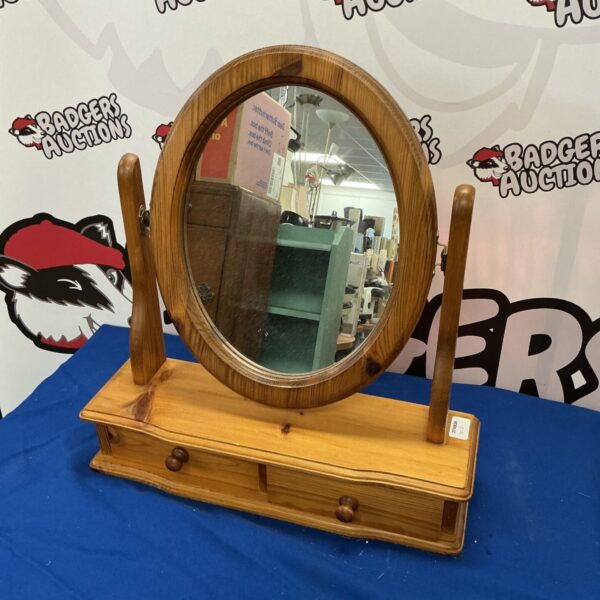 Vintage dresser mirror with drawers, antique bedroom furniture.
