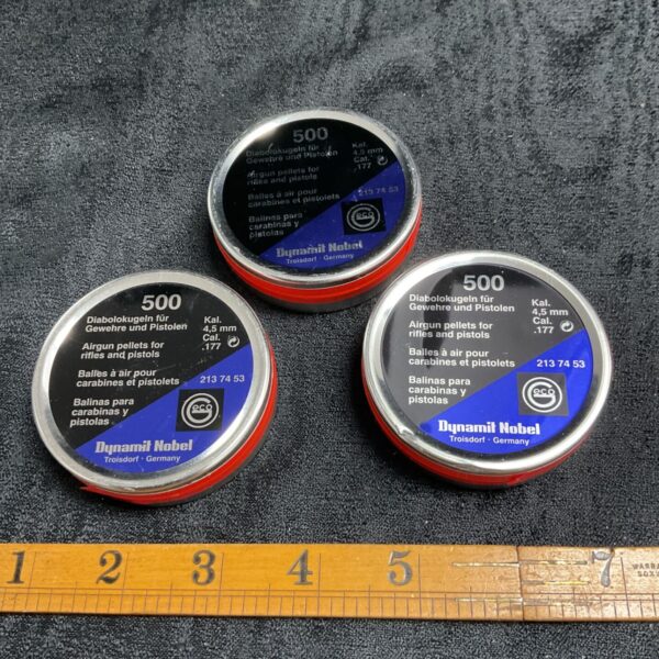 Vintage Dynamit Nobel .177 airgun pellets tin, showing label and condition.