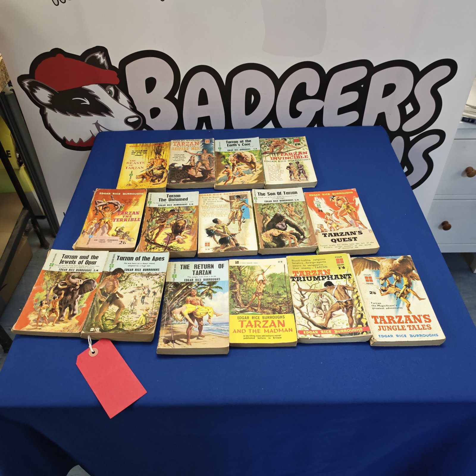 Vintage bundle of Edgar Rice Burroughs Tarzan novels for collectors.