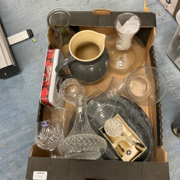 Edinburgh Crystal brandy glasses in a mixed lot with other items.
