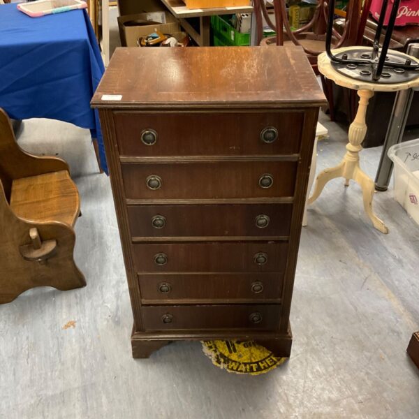 Edwardian mahogany six-drawer chest of drawers, vintage bedroom furniture.