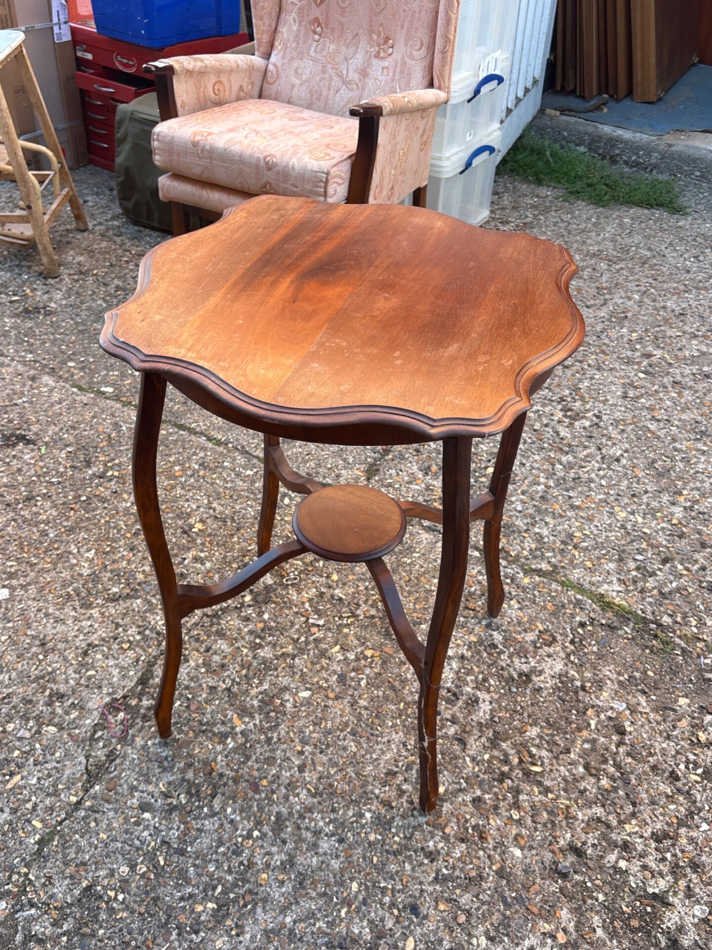 1369 antique Edwardian mahogany two-tier occasional table