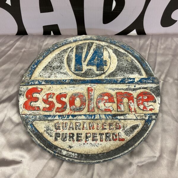 Vintage Essolene petrol plaque, cast aluminium advertising sign.
