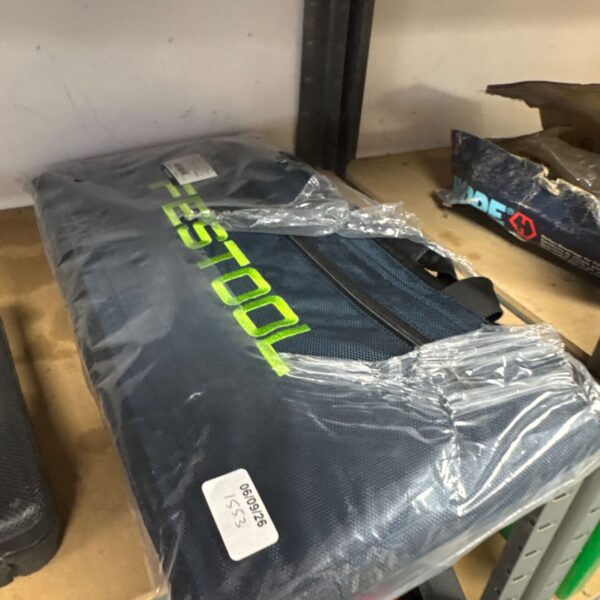 New black Festool tool bag, model 498243, for tool storage.