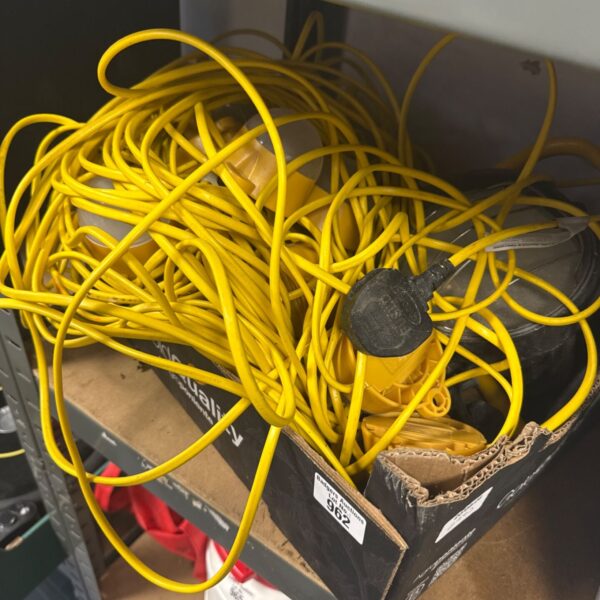 Festoon lights and a yellow site light presented as a lot.