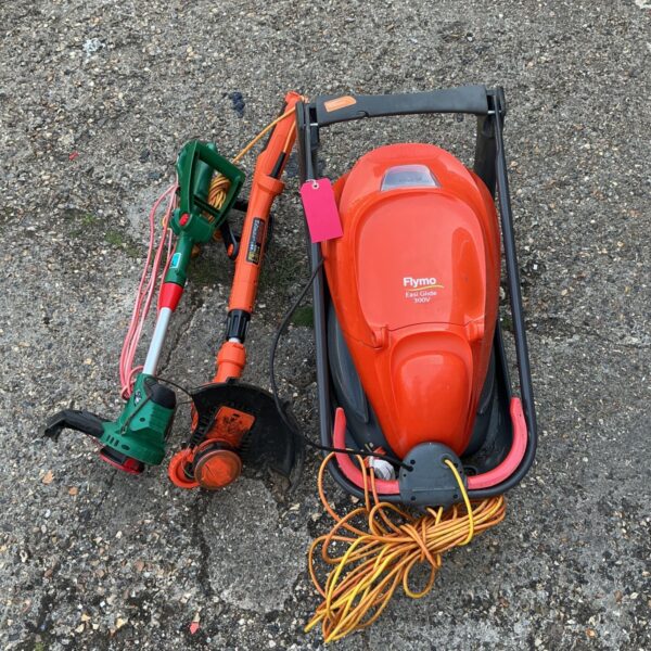 Garden mower and strimmer bundle including Flymo EasiGlide.