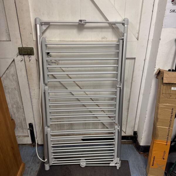 Large folding electric clothes airer for indoor laundry drying.