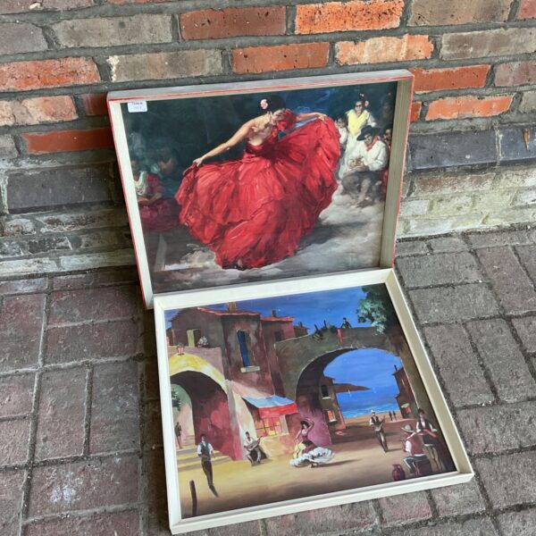 Vintage Fr Sclemente print of a Spanish dancer in a red skirt.