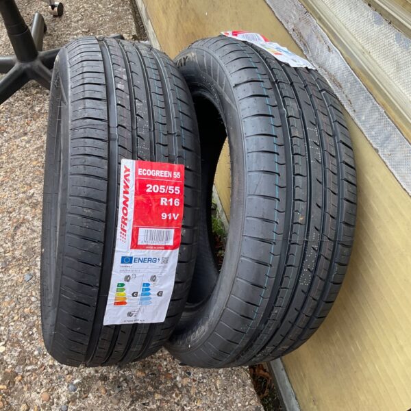Pair of Fronway EcoGreen 205/55 R16 car tyres for sale.