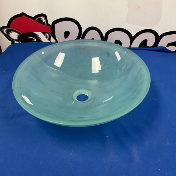 Frosted glass wash basin with a vintage Art Deco style.