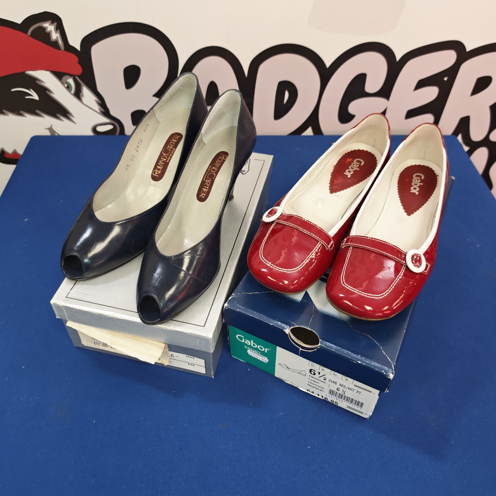 Ladies shoes lot featuring Gabor and Roland Cartier brands.