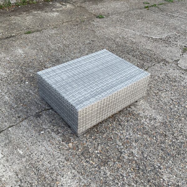 Raffia effect garden low table for outdoor use.