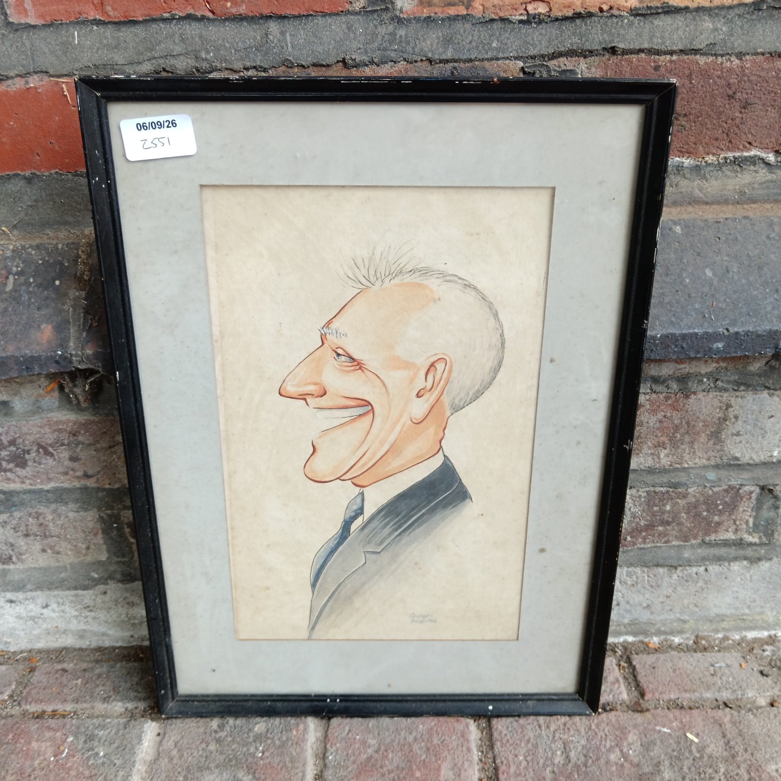 Signed George Wilding watercolour portrait of a gentleman.