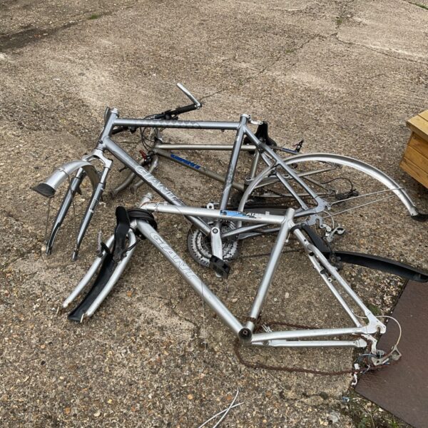 Lot of three vintage Giant bike frames for restoration.