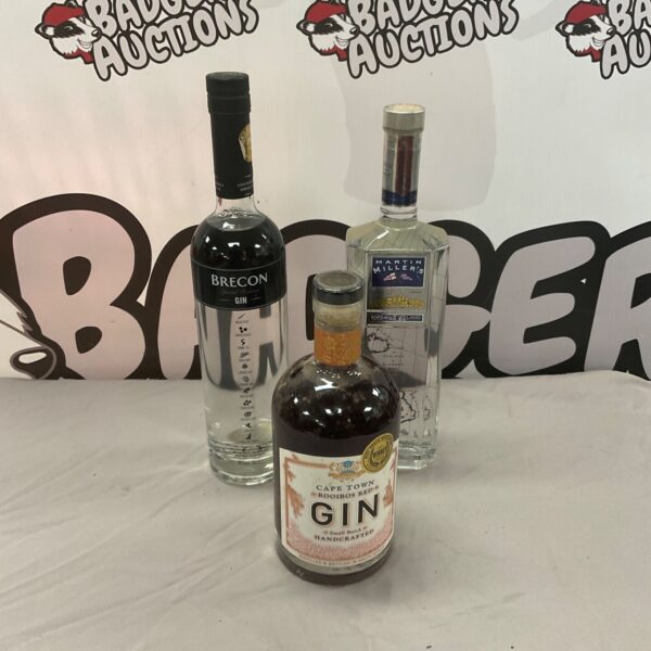 Lot of three gin bottles including Brecon, Martin Miller's and Cape Town Rooibos Red.