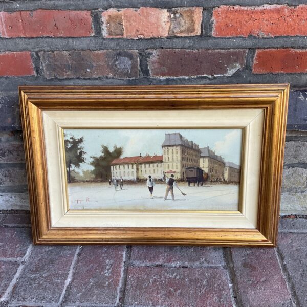 Vintage Giorgio Rocca oil painting of a continental street scene.