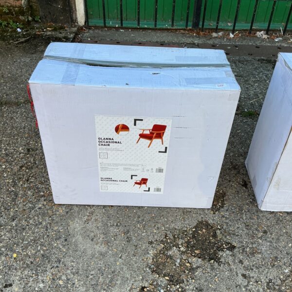 Boxed vintage Glanna occasional chair, mid-century modern style.