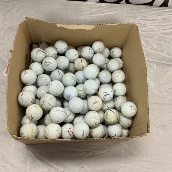 Mixed lot of used golf balls including Titleist brand.