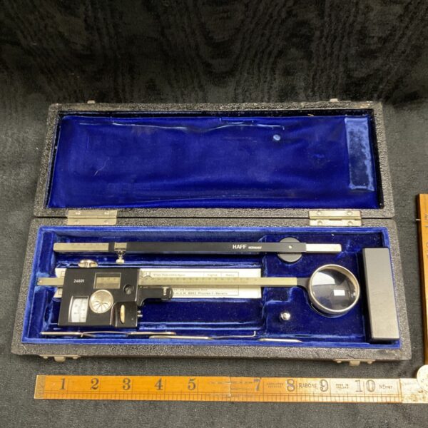 Antique HAFF planimeter in its original velvet-lined case.