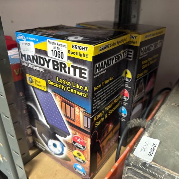 Handy Brite solar security light, model 270926, resembling a camera.