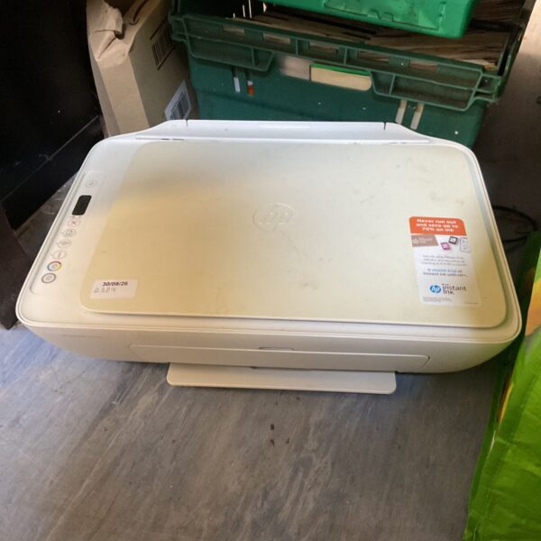 HP Deskjet 2710e printer, white all-in-one scanner for home use.