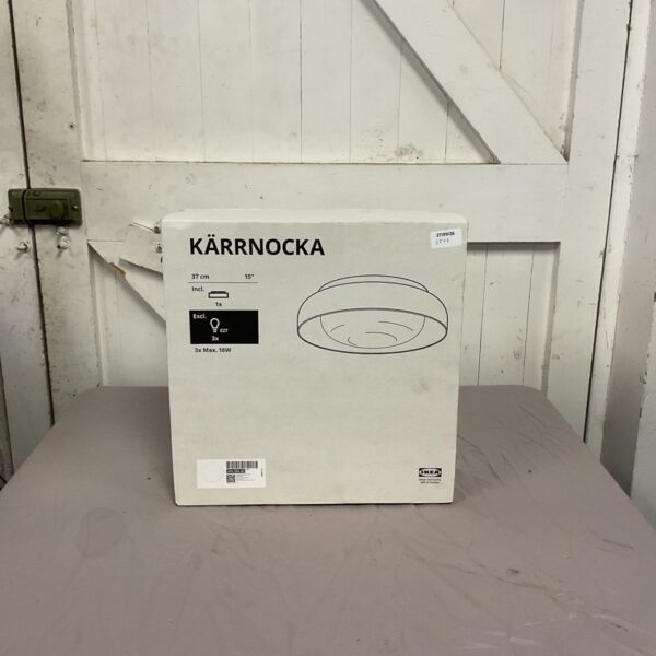 Vintage Ikea Kärrnöcka ceiling lamp, white plastic shade.