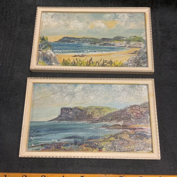 Miniature oil painting of the Irish coastline at Portrush and Fair Head.