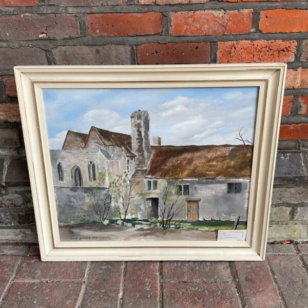 Original John Barber oil painting of an Oxfordshire rural landscape.