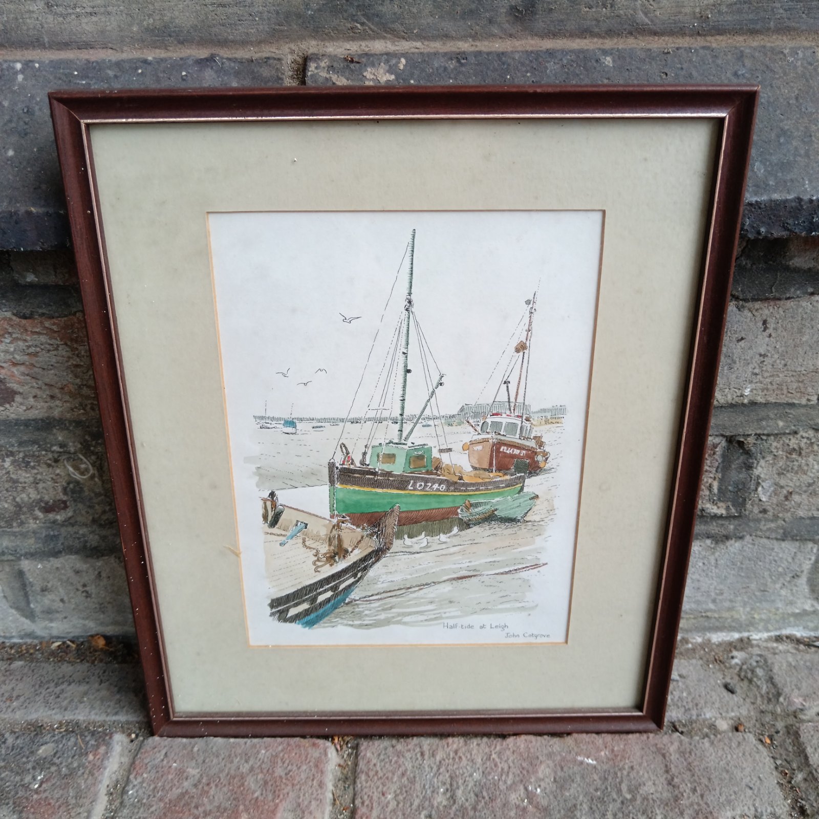 John Cotgrove painting of boats at Leigh-on-Sea titled Half Tide.