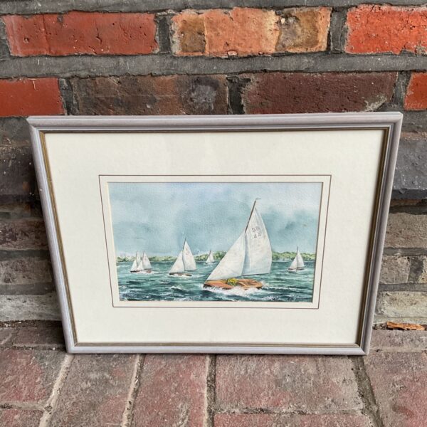 Original watercolour painting of racing yachts by John Dimech.