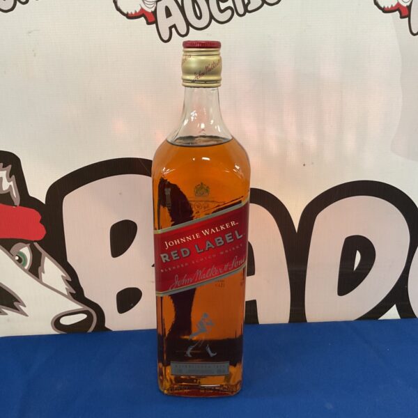 Sealed 1L bottle of Johnnie Walker Red Label Scotch whisky.
