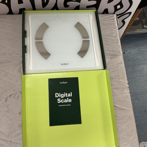 Juniper digital scales in original packaging, kitchen weighing device.