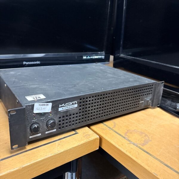 Kam KXR600 rack mount power amplifier for audio systems.