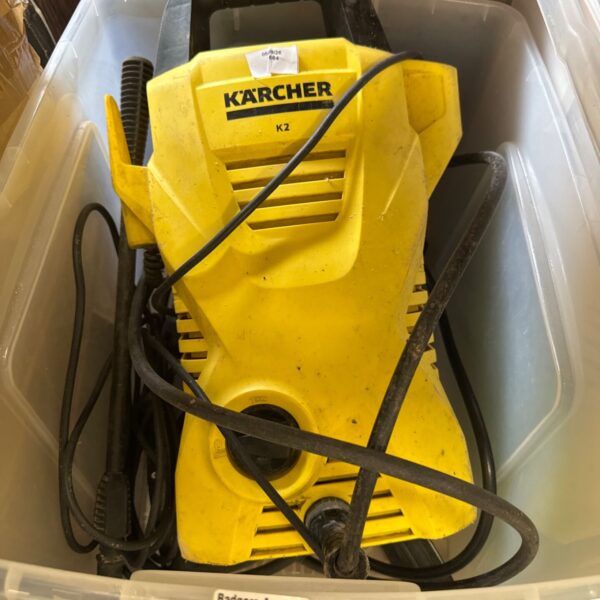 Karcher K2 pressure washer, used condition, garden cleaning equipment.