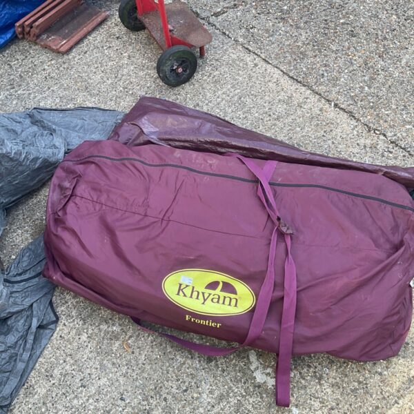 Khyam Frontier tent in a bagged state, ready for transport.