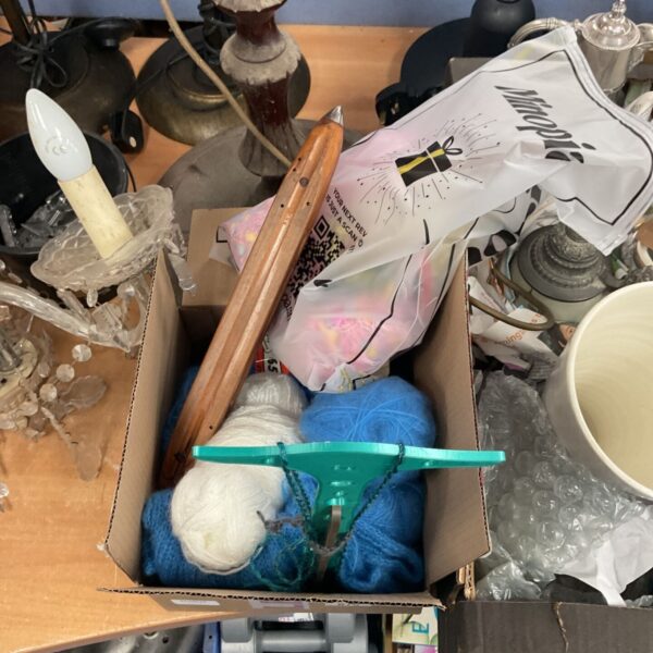 Assorted knitting wool and accessories in a mixed lot.