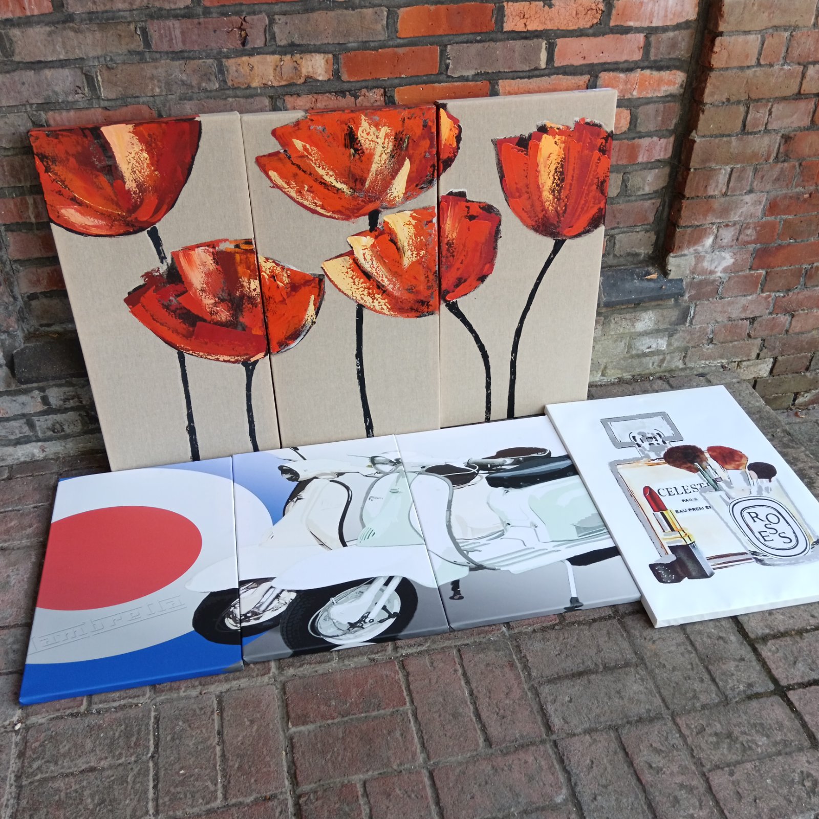 Vibrant canvas print of a classic Lambretta scooter for retro decor.
