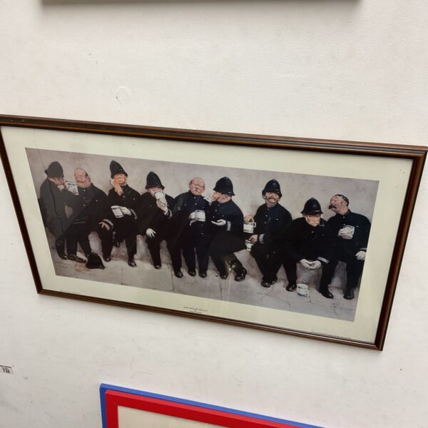 Vintage Lawson Wood print of policemen titled "Nine Pints of the Law".