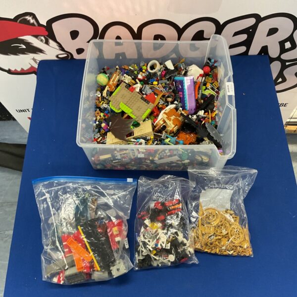 Mixed lot of colourful Lego assorted pieces for building.