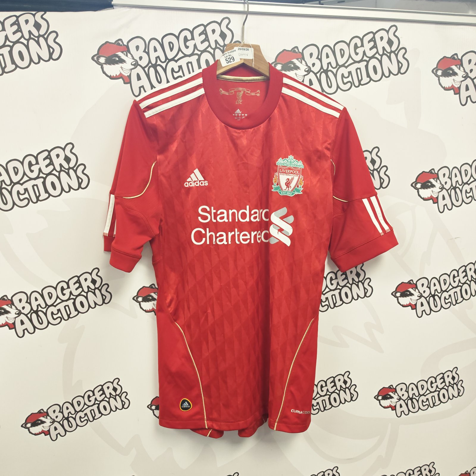 Vintage Adidas Liverpool football shirt size S, front view.